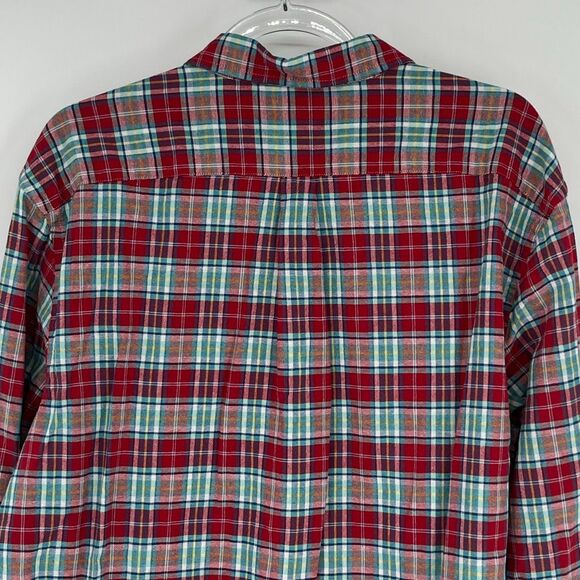 GAP Men’s Button Down Shirt XL Red Green Plaid Long Sleeve Classic Fit Holiday - Picture 9 of 10
